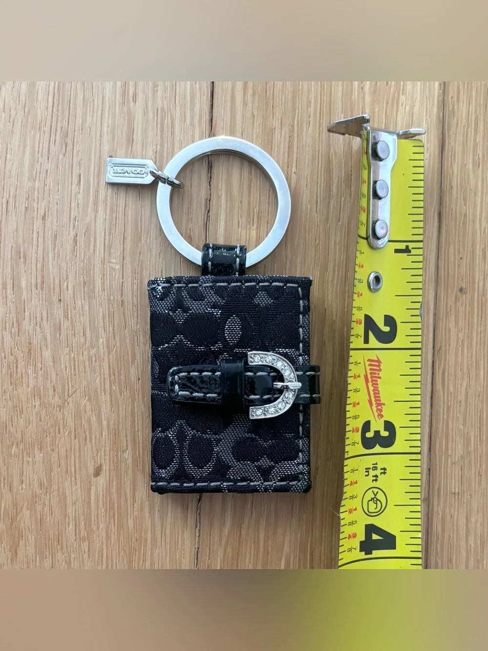 Vintage Coach Y2K Black Signature SoHo Bag Charm Mini Photo Frame Rhinestone
